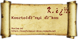 Kosztolányi Ákos névjegykártya